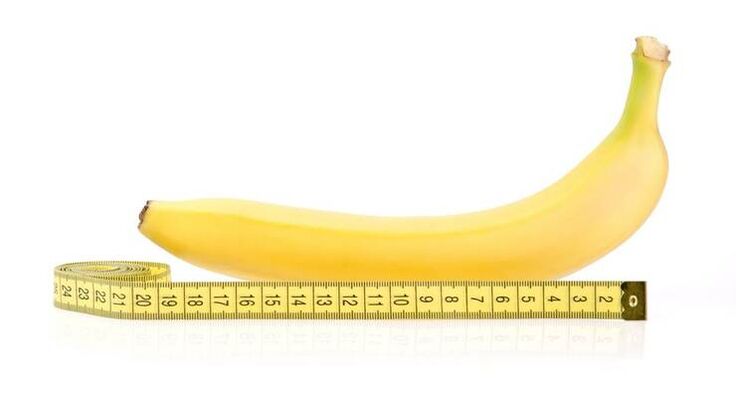 Measure the penis before enlargement using the example of a banana